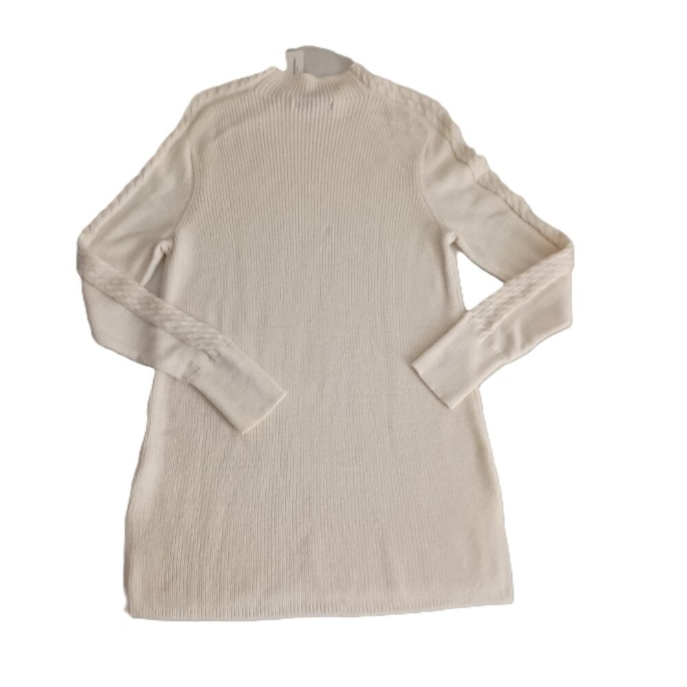 Banana Republic Cream Cable Knit Mock Neck Long Sweater Women’s Size S NWT - Picture 5 of 14